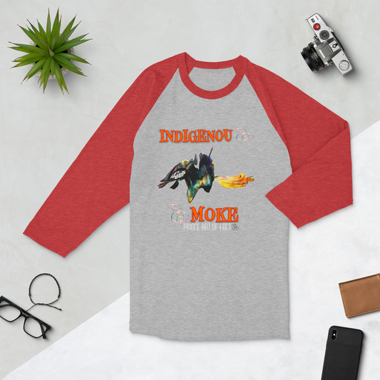 “Indigenous Smoke” 3/4 sleeve raglan shirt
